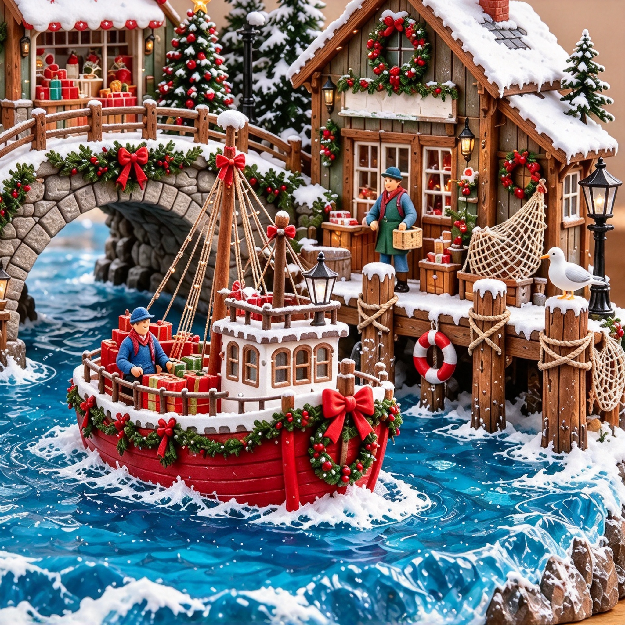 🗼🌊 Christmas Lighthouse Harbor Village