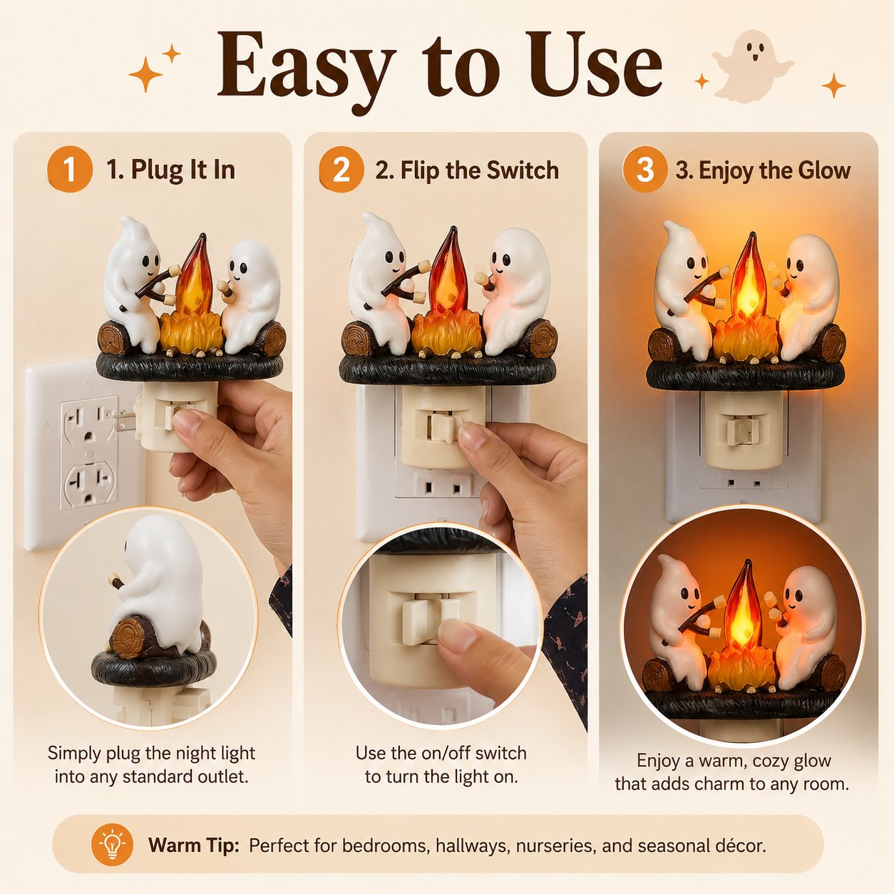 👻 Plug In the Cutest Halloween Glow — Adorable Ghost Outlet Night Light 🎃✨