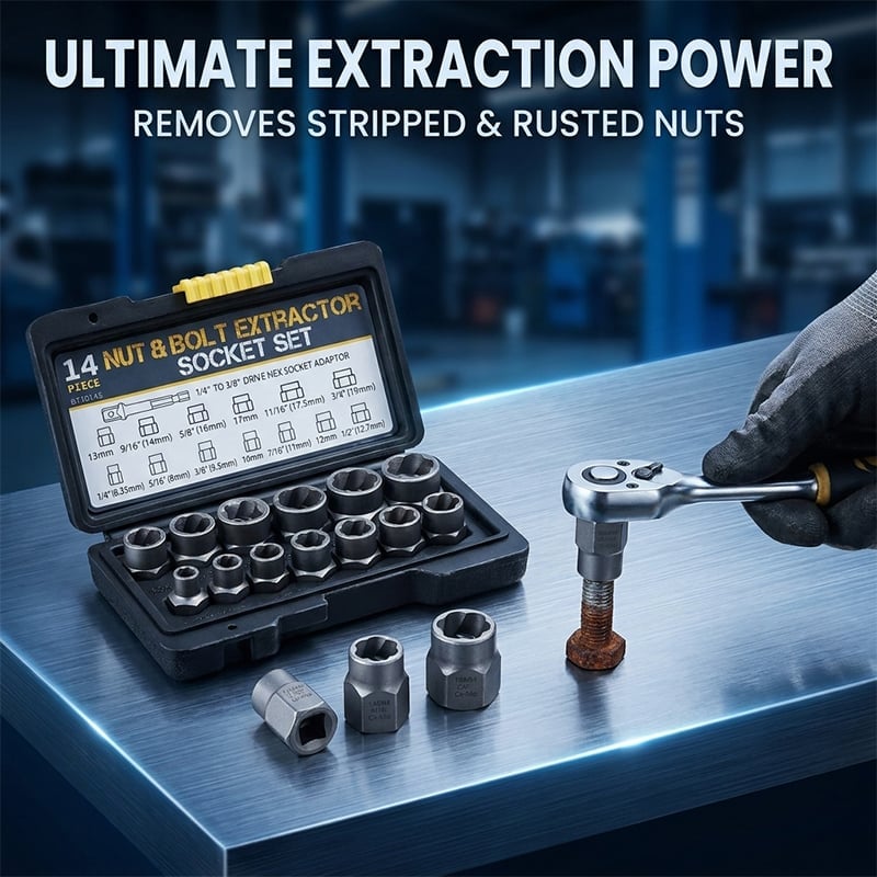 Impact Bolt Nut Extractor Set