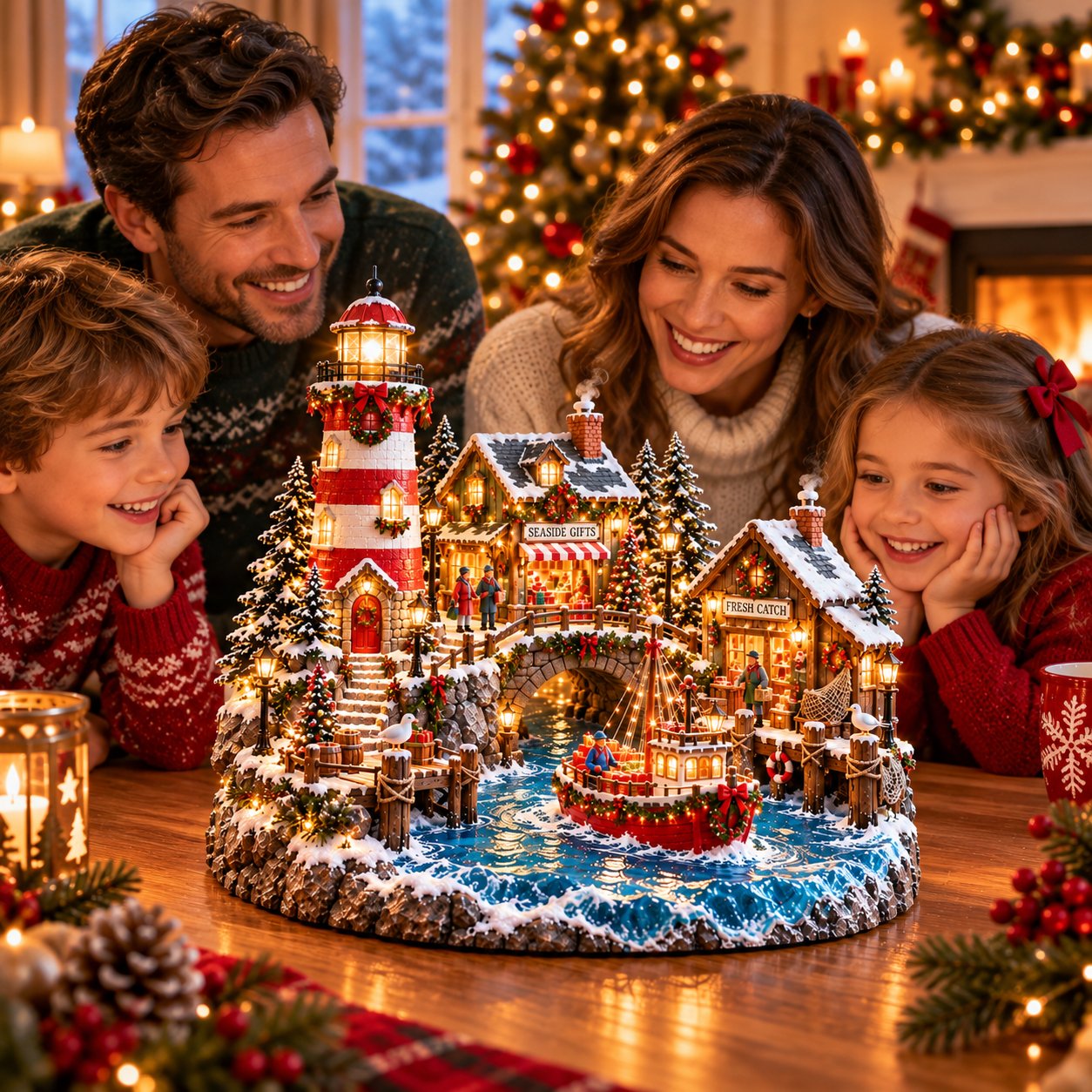 🗼🌊 Christmas Lighthouse Harbor Village