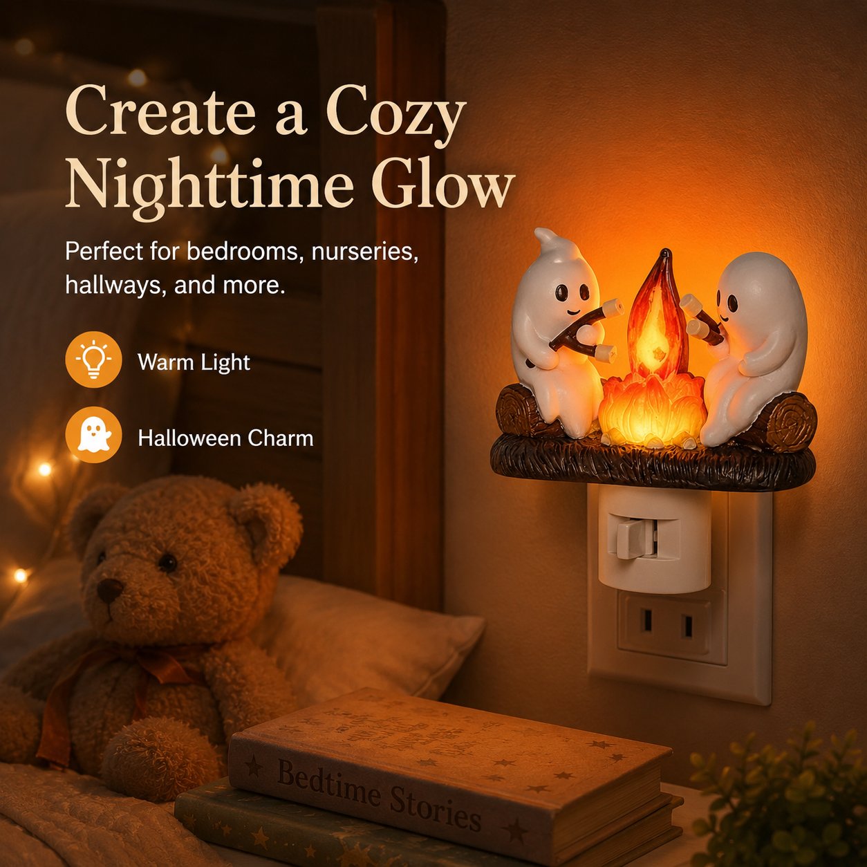 👻 Plug In the Cutest Halloween Glow — Adorable Ghost Outlet Night Light 🎃✨