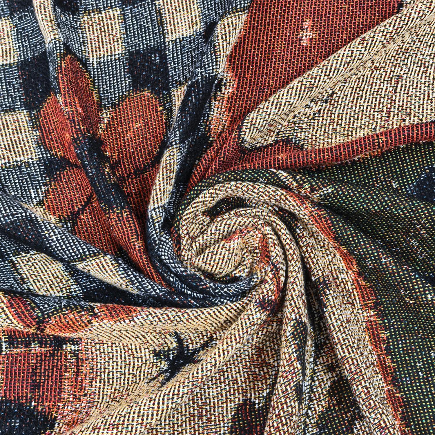 Halloween Patchwork Style Woven Blanket with Tassel Bed Blanket, Multi-Function Also for Sofa Cover Couch Throw Blanket Armchair Home Decor Room Wall Art Tapestry Furniture Slipcover Tablecloth Shawl Outdoor Picnic Camping Beach Towel Office Nap Hippie