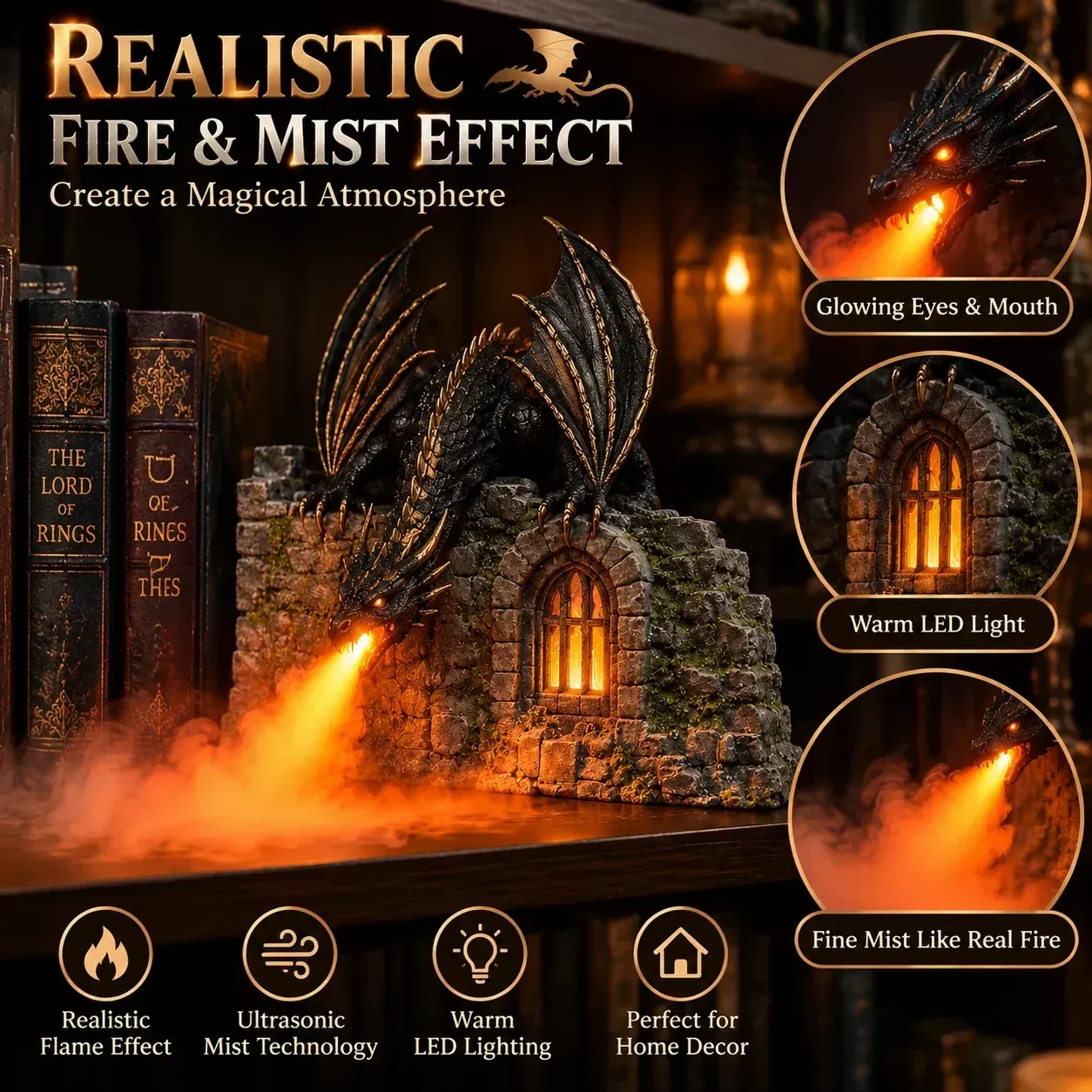 Dragon humidifier displayed as fantasy-inspired home decor