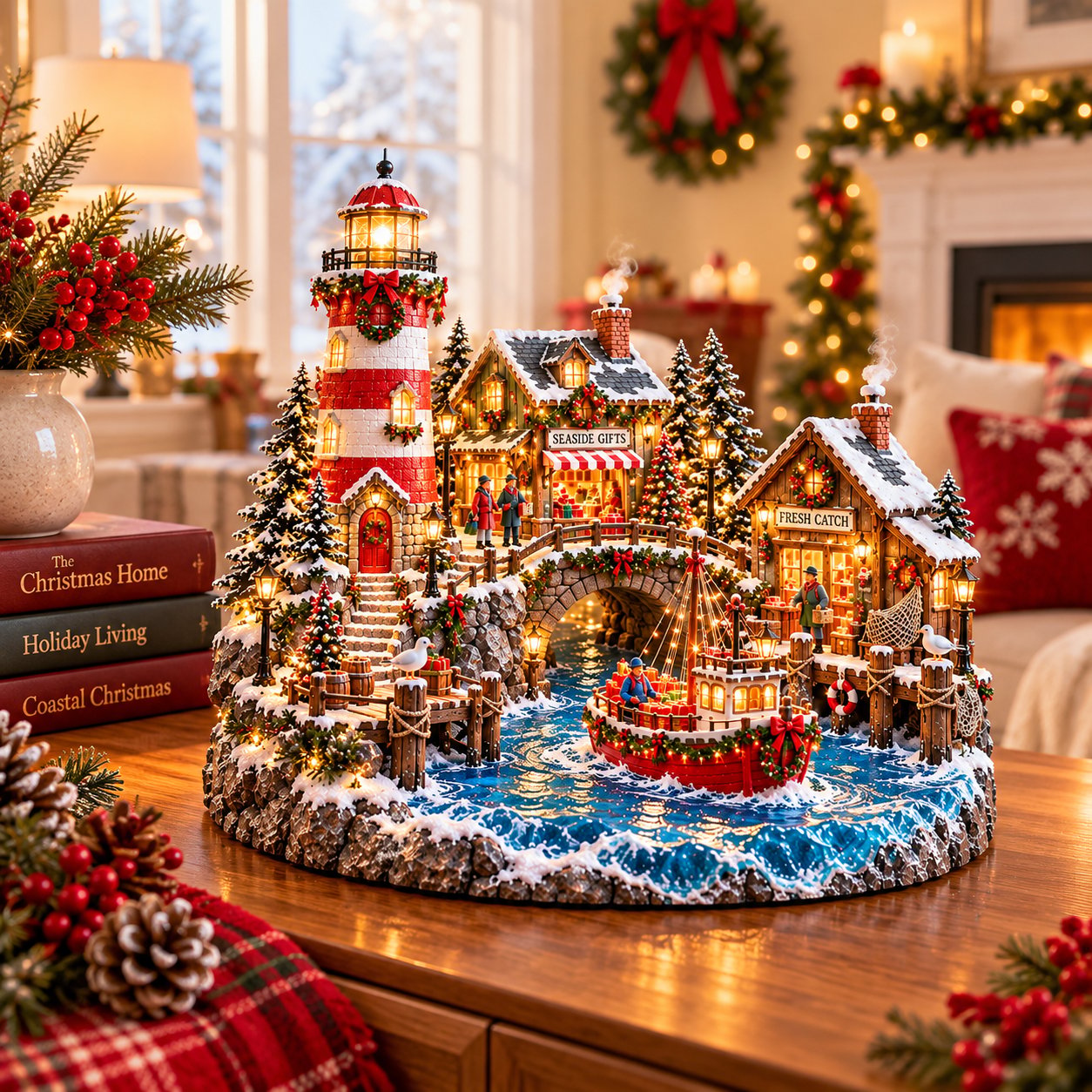 🗼🌊 Christmas Lighthouse Harbor Village