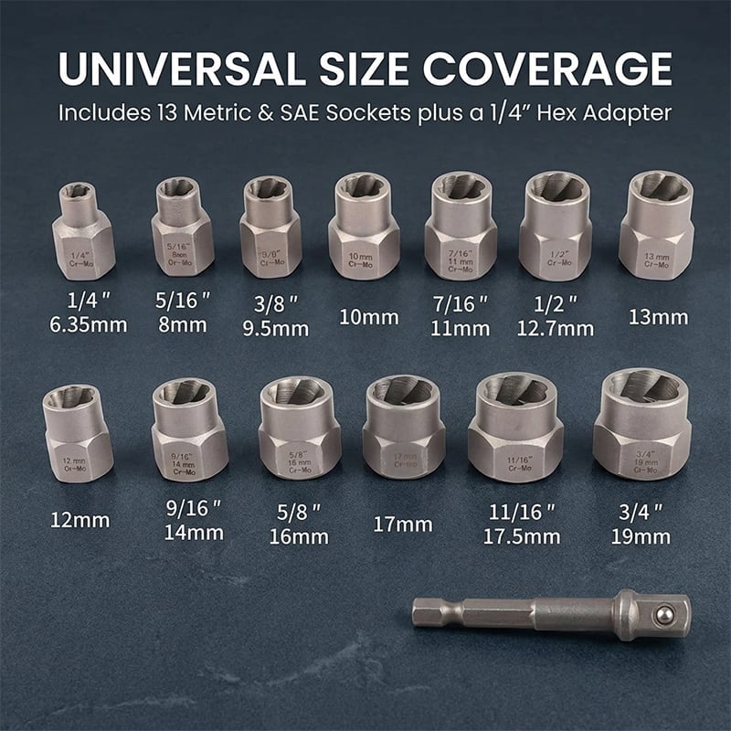 Impact Bolt Nut Extractor Set