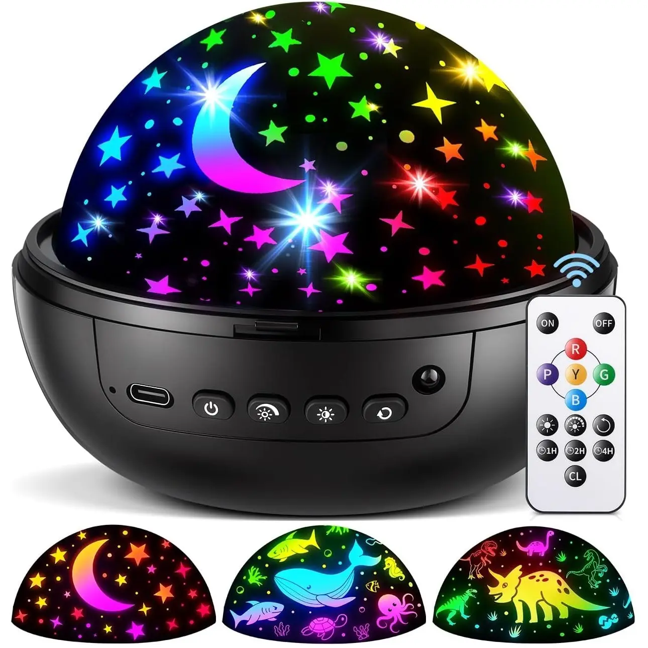 OneFire Kids Night Light Projector with Films & Dimmable Stars