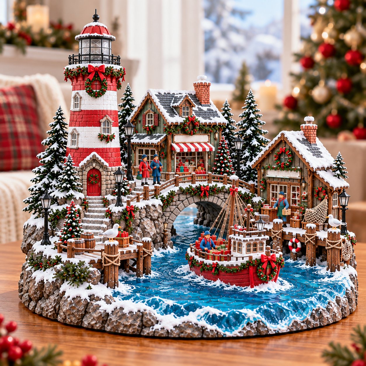 🗼🌊 Christmas Lighthouse Harbor Village