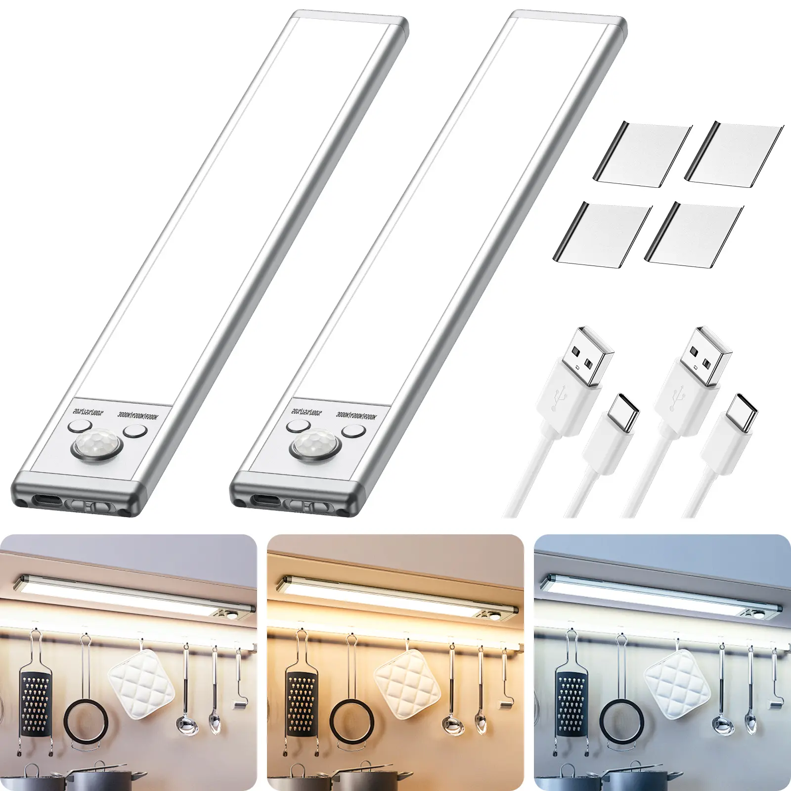 Motion Sensor Under Cabinet Lights - Dimmable & Rechargeable