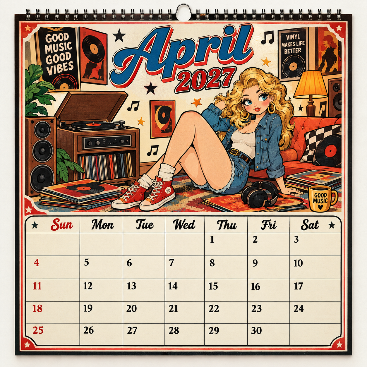 Western Wave 2027 Vintage Wall Calendar
