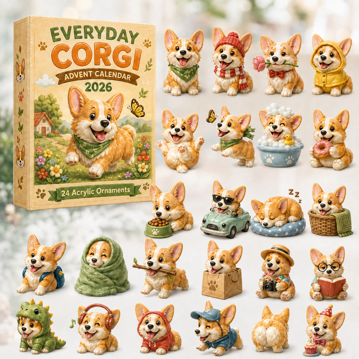 🐶 24-Day French Bulldog Christmas Advent Calendar-24 Unique Collectible Frenchie Characters with Different Outfits🎄✨