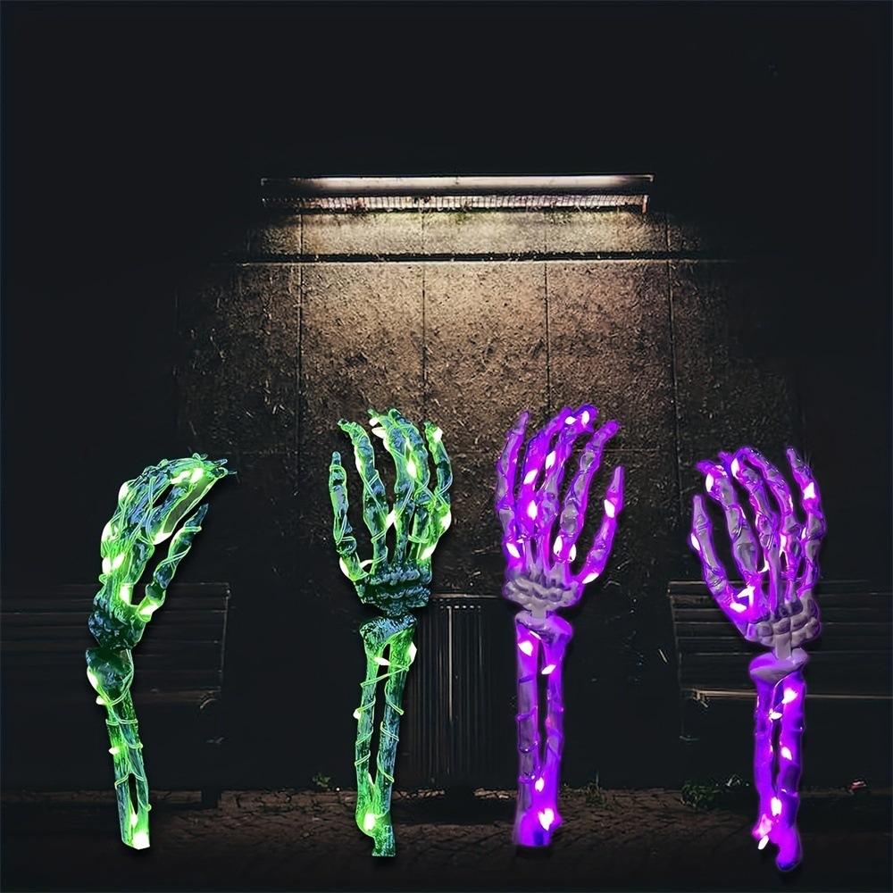 2-Pack Resin Solar-Powered LED Skeleton Arm Ground Stake Lights