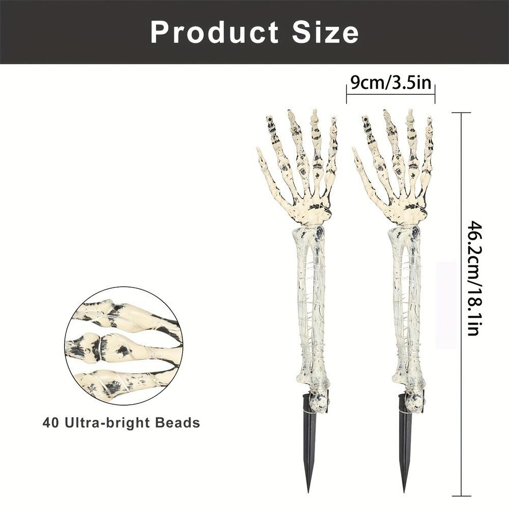 2-Pack Resin Solar-Powered LED Skeleton Arm Ground Stake Lights