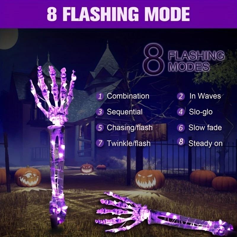 2-Pack Resin Solar-Powered LED Skeleton Arm Ground Stake Lights