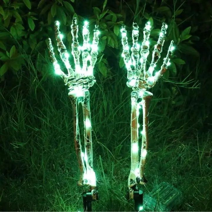 2-Pack Resin Solar-Powered LED Skeleton Arm Ground Stake Lights