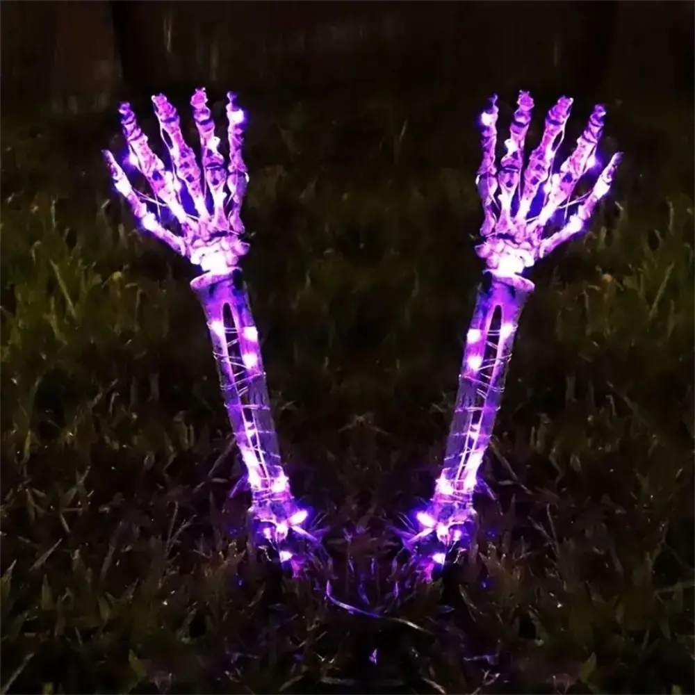 2-Pack Resin Solar-Powered LED Skeleton Arm Ground Stake Lights