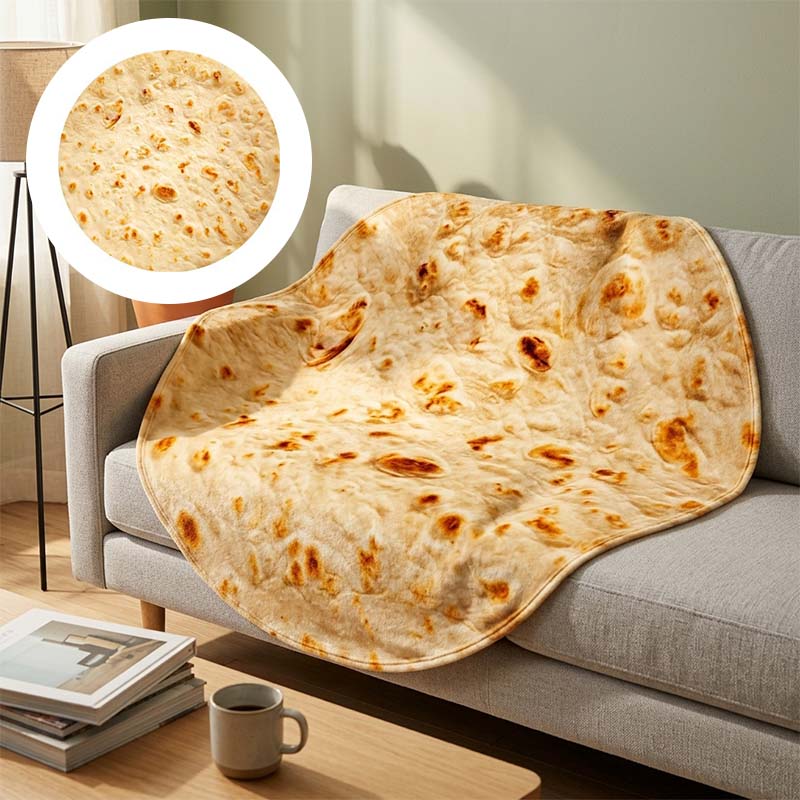 Realistic Food Print Round Flannel Throw Blanket