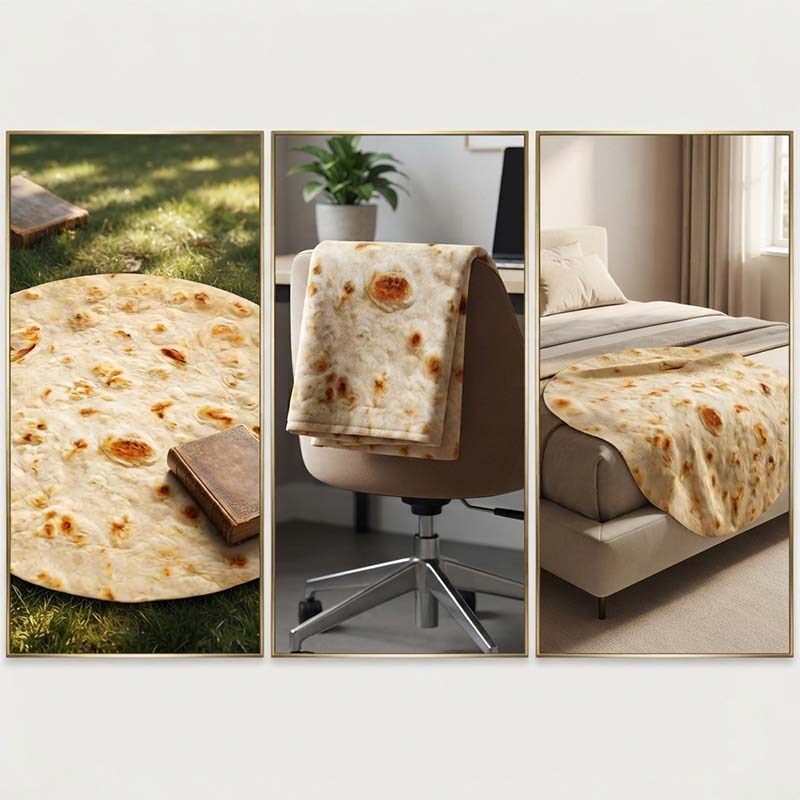 Realistic Food Print Round Flannel Throw Blanket