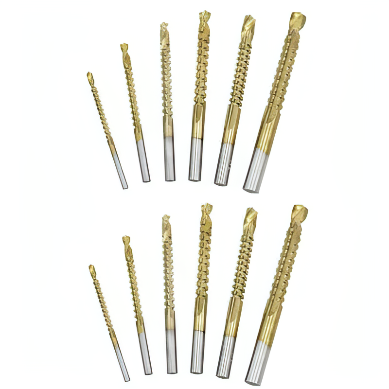 Drill Bit Set, Twist Drill Bits, Power Tool Accessories, 6Pcs Titanium Coated Carbon Steel Drill Bit Kit, 135° Split Point Straight Shank Anti-Walk Drilling Tools, Fully Ground Heat Resistant Bits