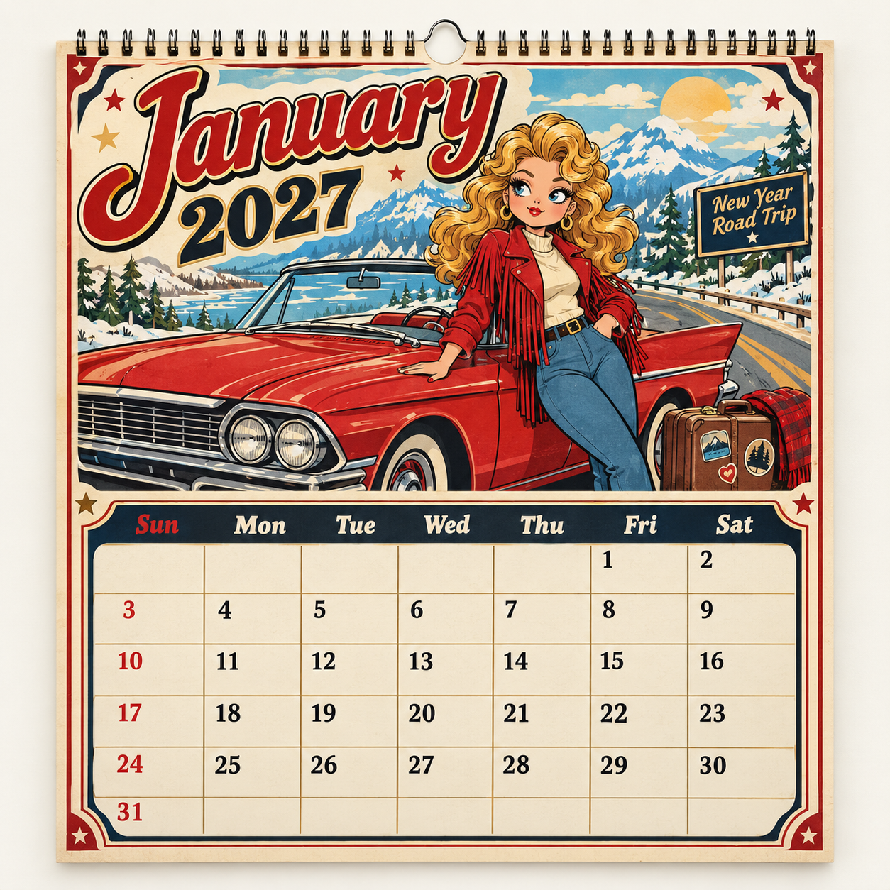 Western Wave 2027 Vintage Wall Calendar