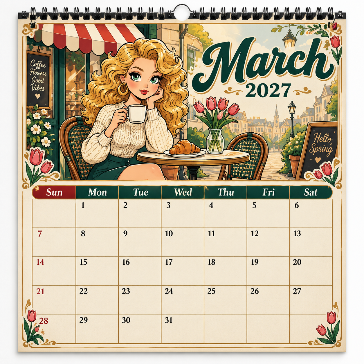 Western Wave 2027 Vintage Wall Calendar