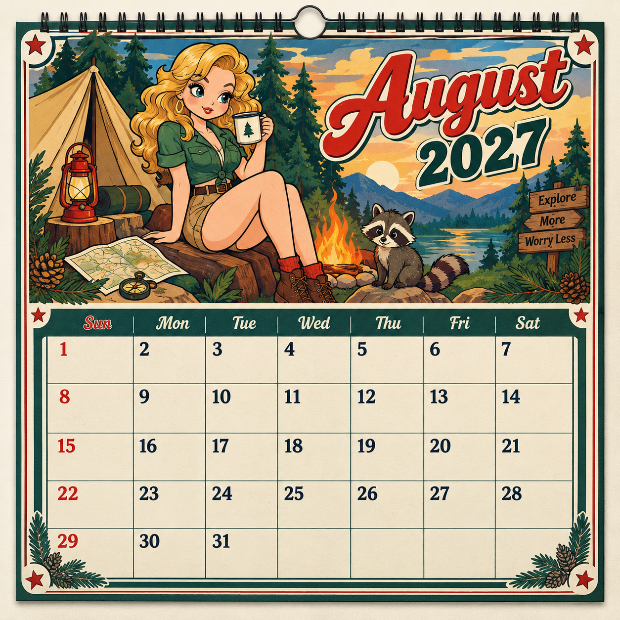Western Wave 2027 Vintage Wall Calendar