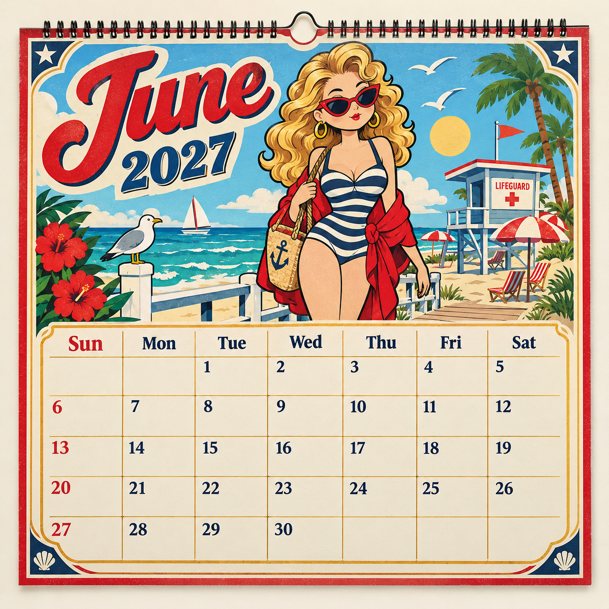 Western Wave 2027 Vintage Wall Calendar