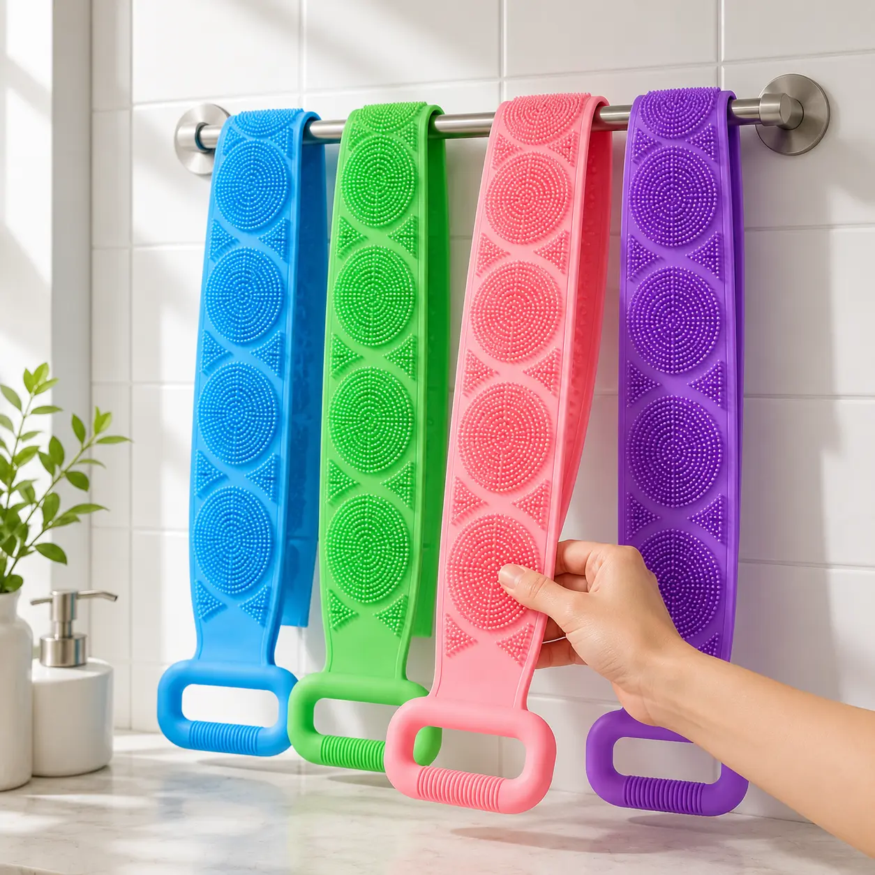 Silicone Bath Brush Double-Sided Exfoliating Back Scrubber