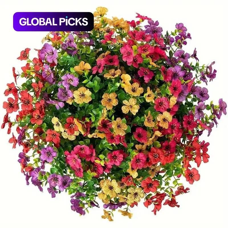 Fall Artificial Flower Halloween(6/12/24/48pcs/set), UV Resistant Colorful Fake Flower, Decorative Bouquet for Home Garden Party Wedding Decor, Artificial Flowers Bouquet summerwins