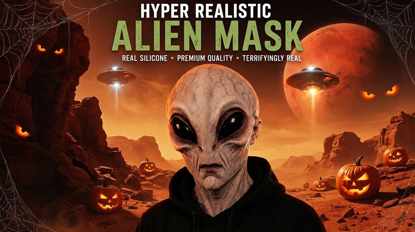 Lifelike alien silicone mask Halloween Mars