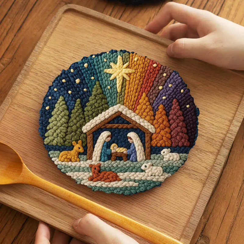 Campfire Ghost Punch Needle Kit - Spooky Halloween Coaster | Beginner Friendly Craft