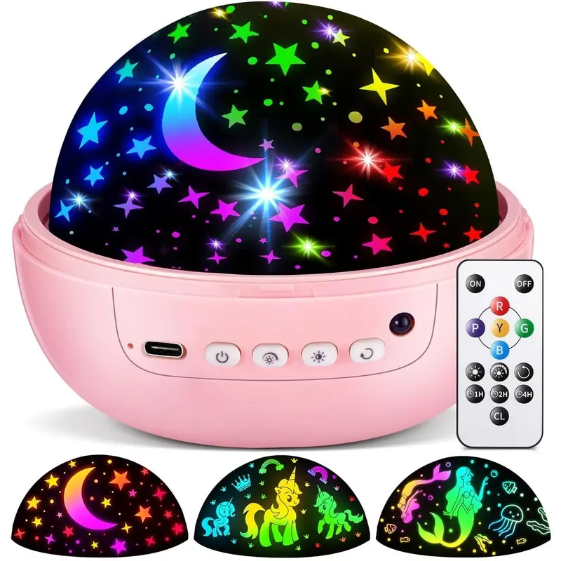 OneFire Kids Night Light Projector with Films & Dimmable Stars
