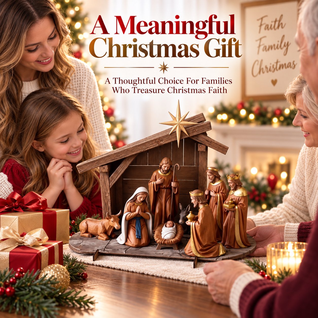 Christmas tabletop scene as a family holiday gift
