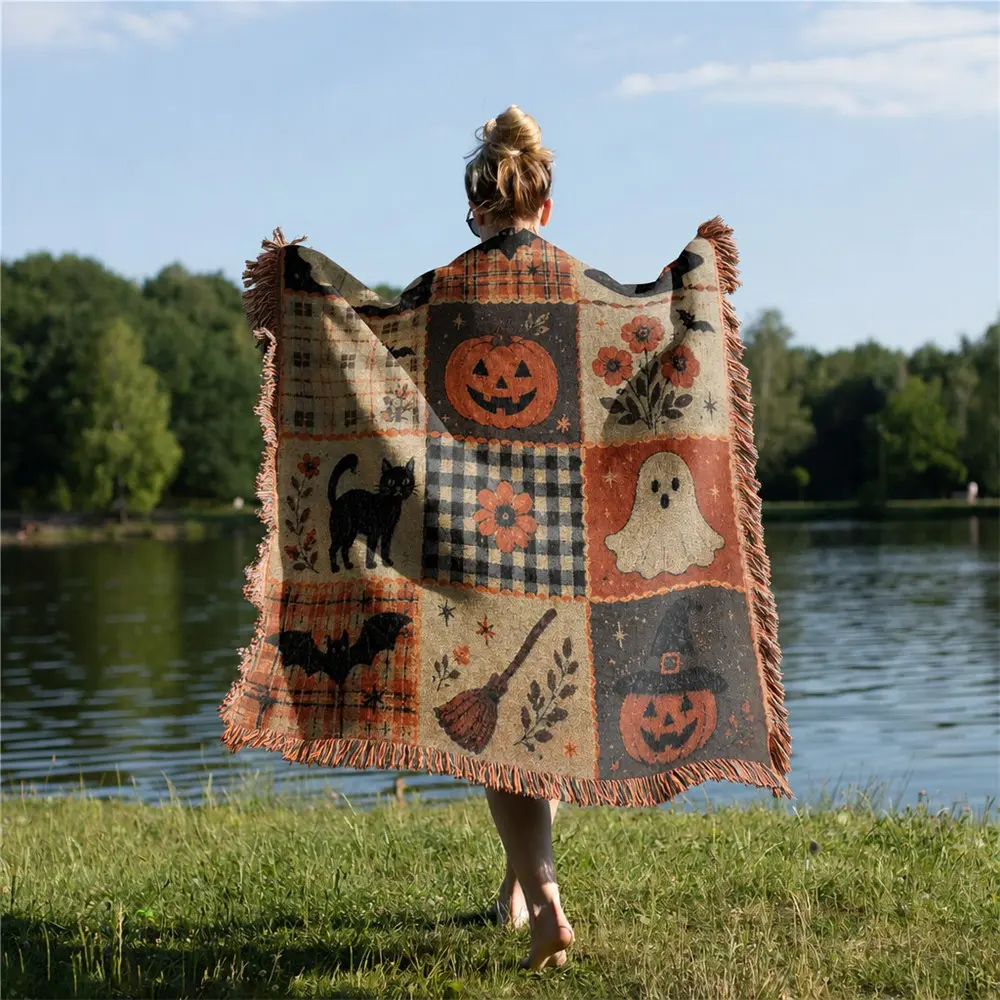 Multi-Function Woven Tassel Blanket, 130x160cm