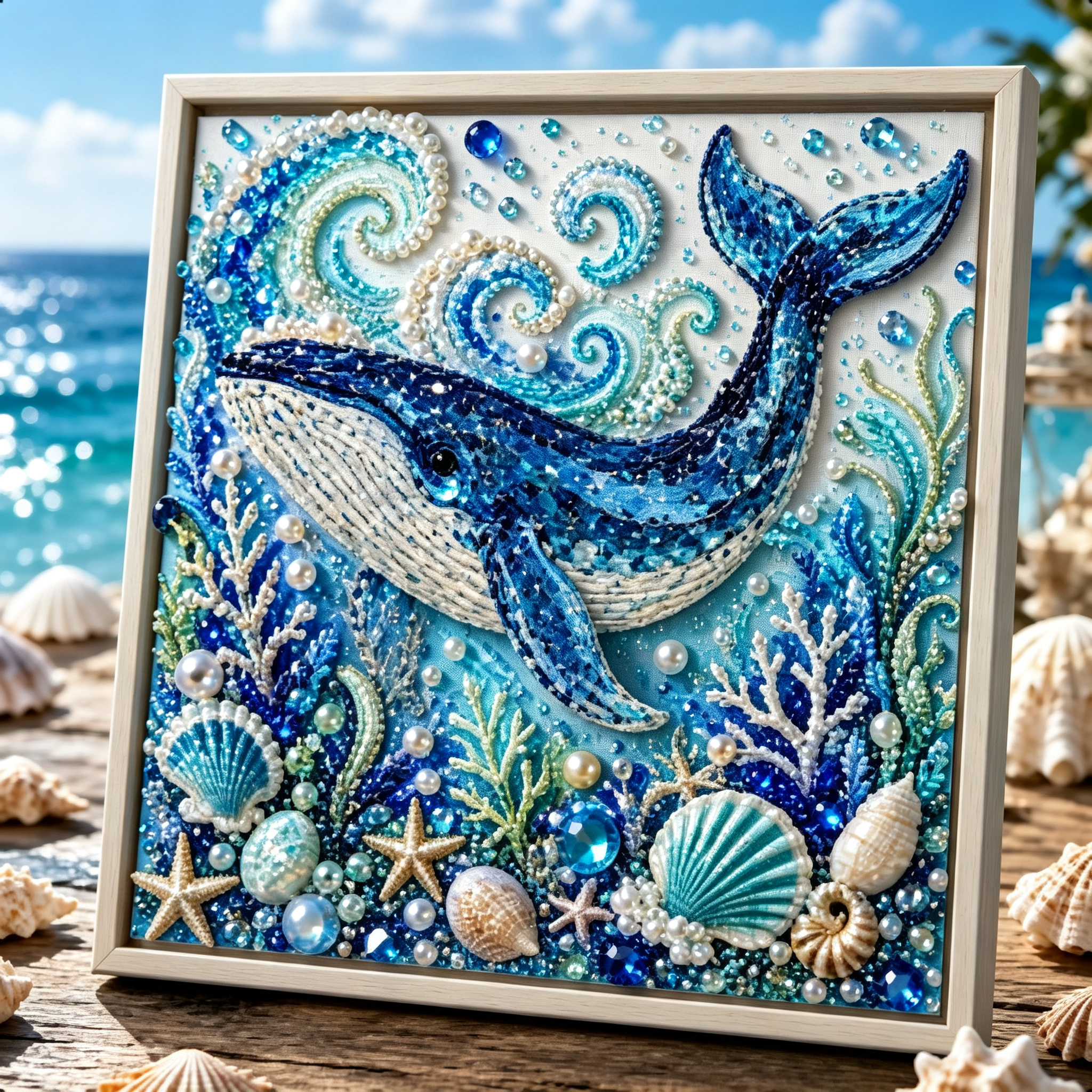  🌊✨ Ocean Theme Pearl Art DIY Kit – Relaxing DIY Craft to Create Stunning Coastal Artwork 