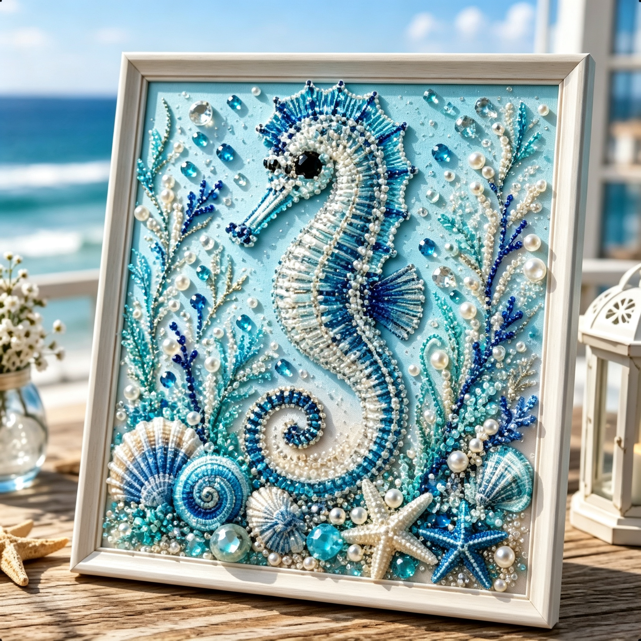  🌊✨ Ocean Theme Pearl Art DIY Kit – Relaxing DIY Craft to Create Stunning Coastal Artwork 