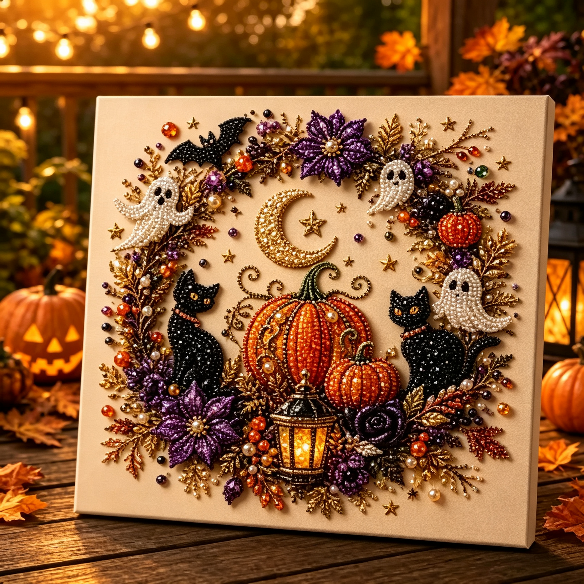  👻✨ Halloween Pearl Art DIY Kit – Turn Tiny Pearls into Spooky-Cute Magic