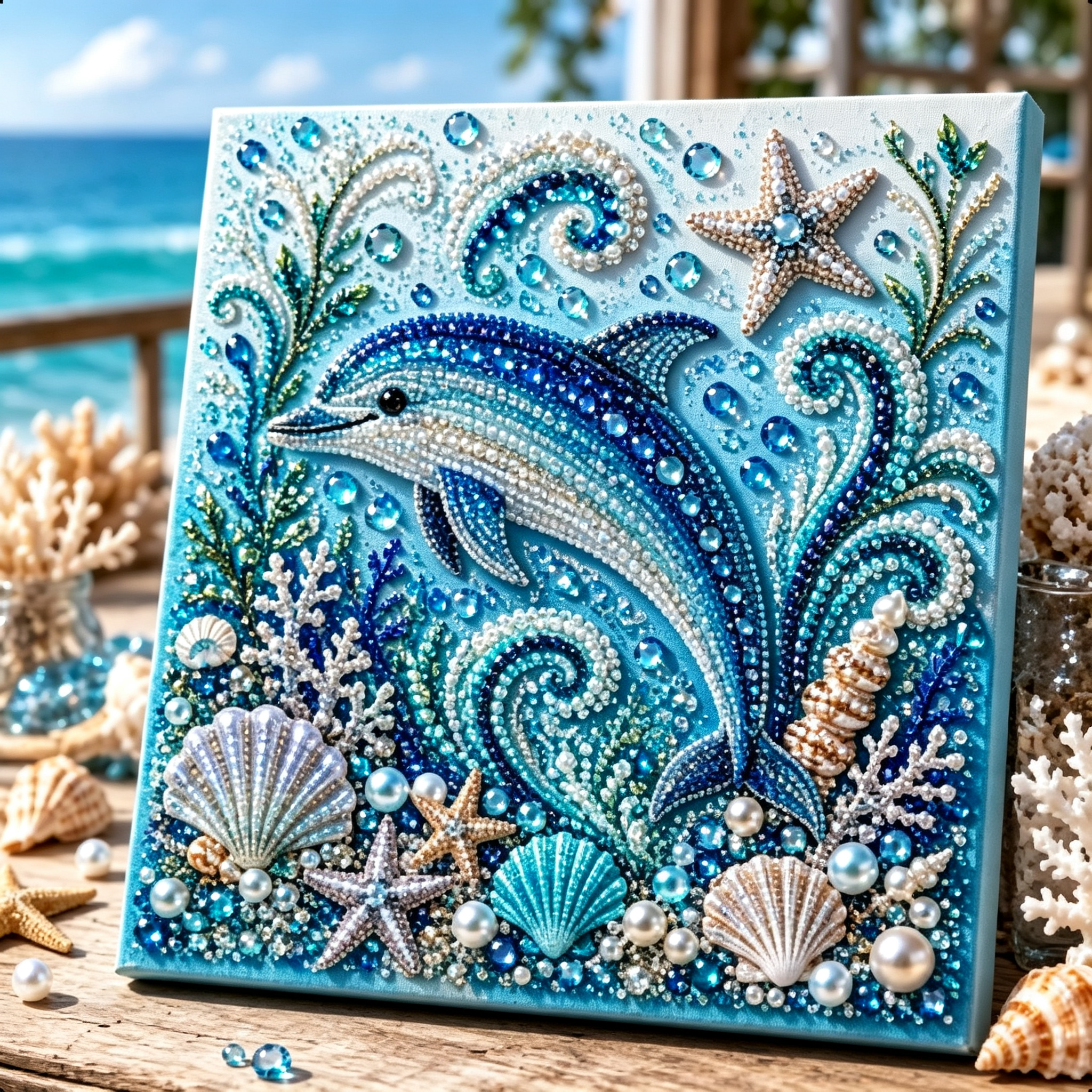  🌊✨ Ocean Theme Pearl Art DIY Kit – Relaxing DIY Craft to Create Stunning Coastal Artwork 