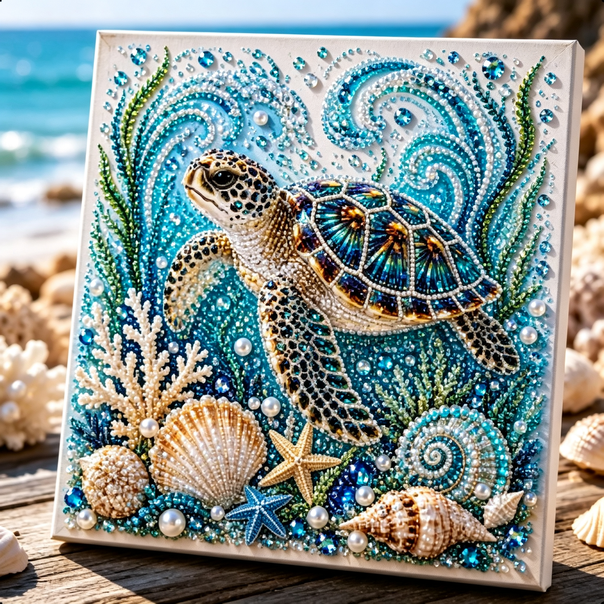  🌊✨ Ocean Theme Pearl Art DIY Kit – Relaxing DIY Craft to Create Stunning Coastal Artwork 