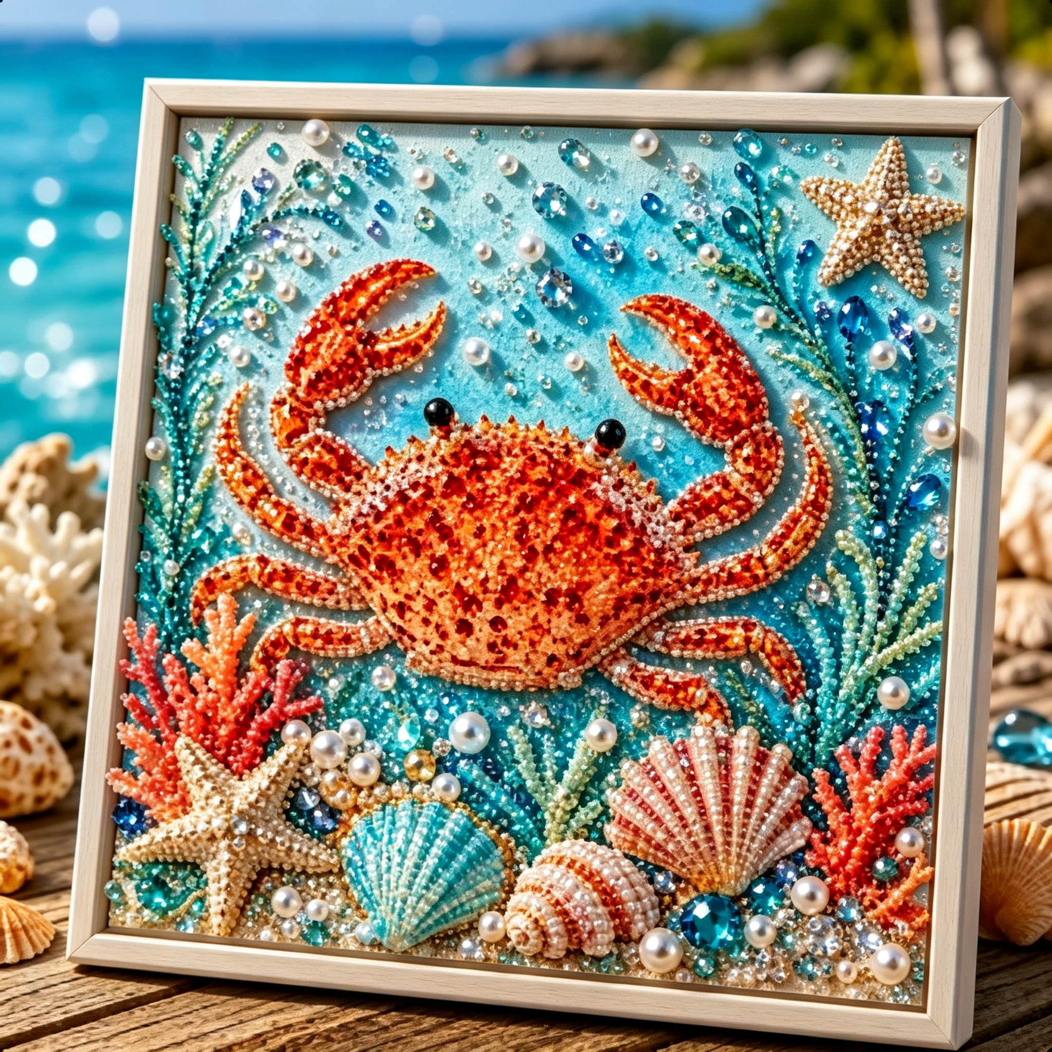 🌊✨ Ocean Theme Pearl Art DIY Kit – Relaxing DIY Craft to Create Stunning Coastal Artwork 