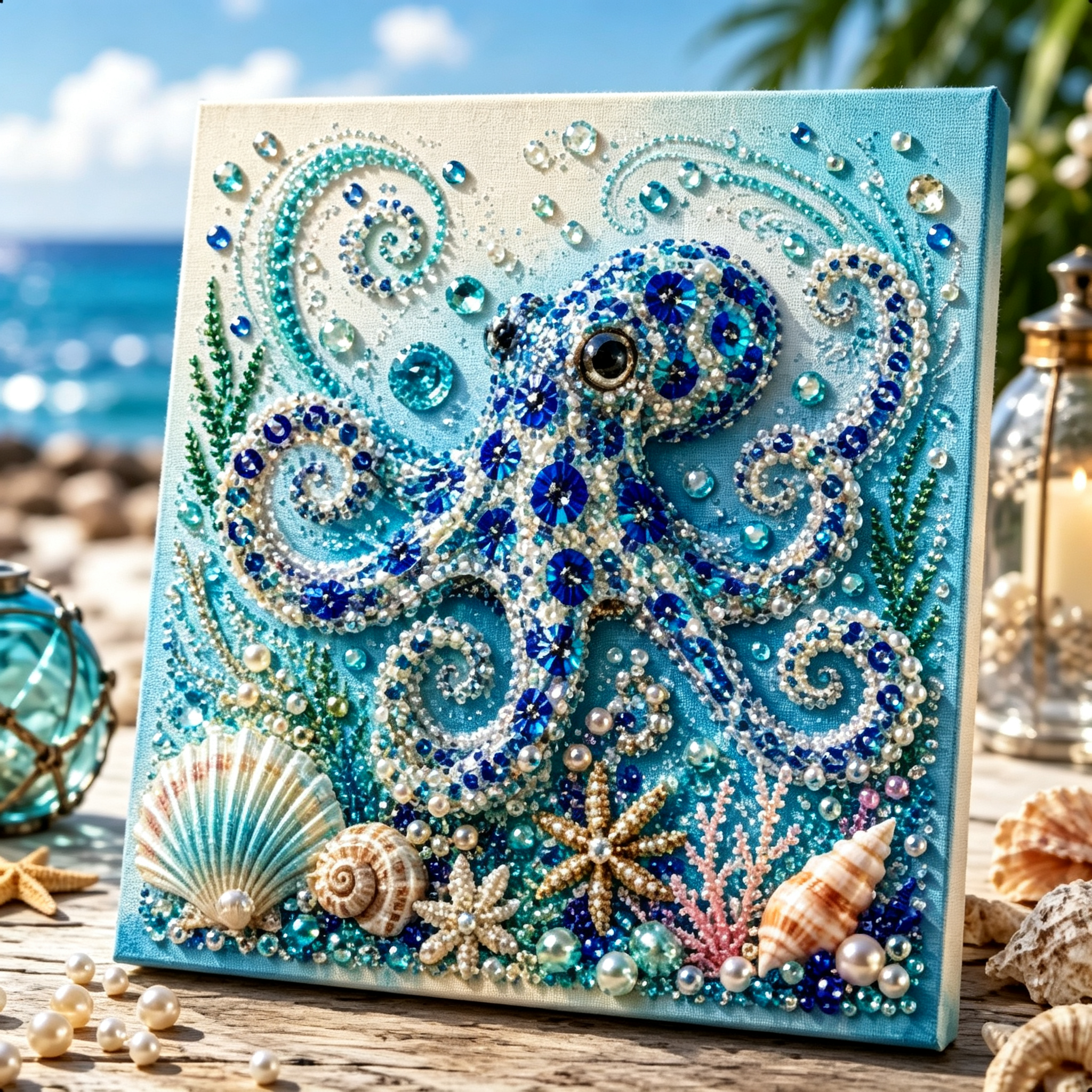  🌊✨ Ocean Theme Pearl Art DIY Kit – Relaxing DIY Craft to Create Stunning Coastal Artwork 