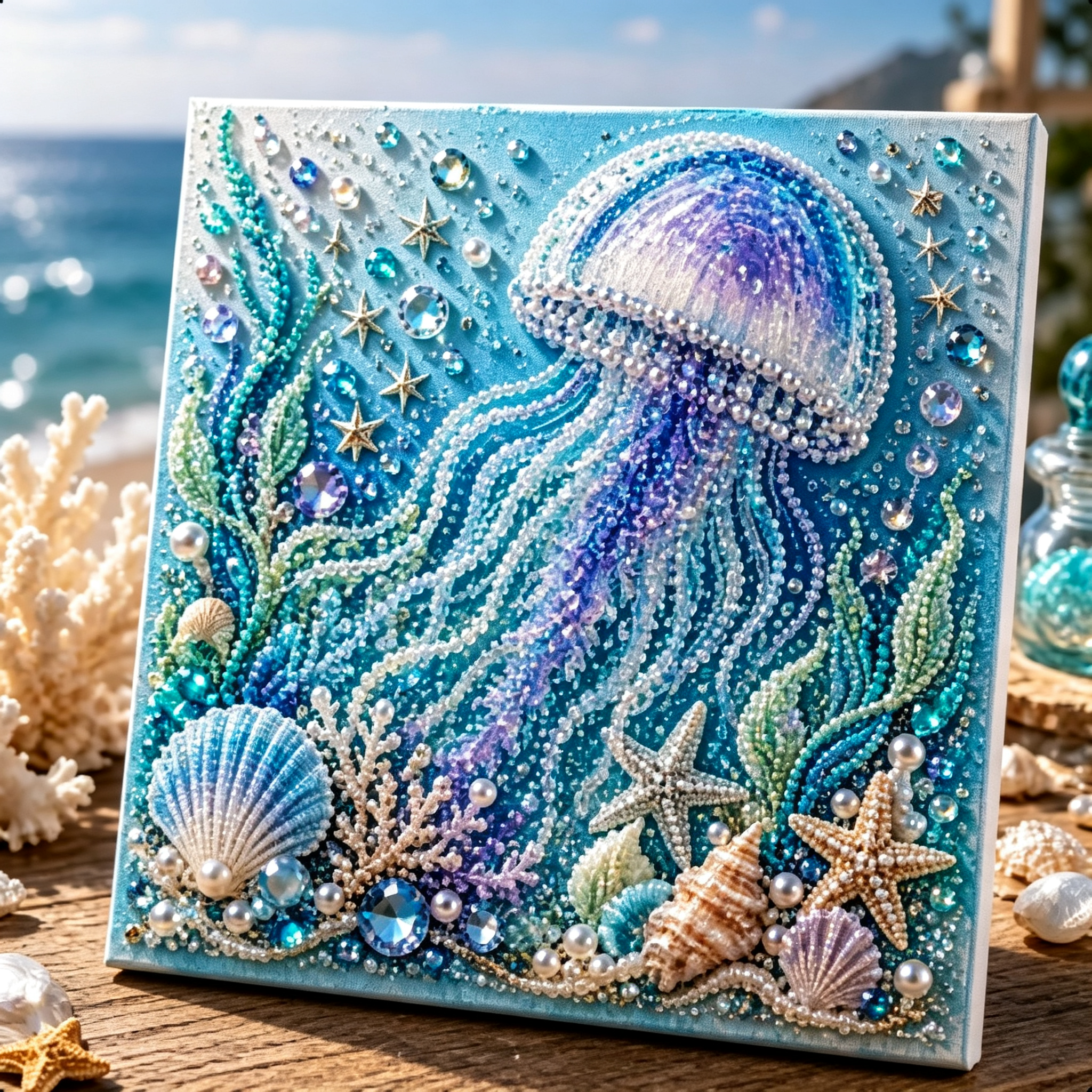  🌊✨ Ocean Theme Pearl Art DIY Kit – Relaxing DIY Craft to Create Stunning Coastal Artwork 