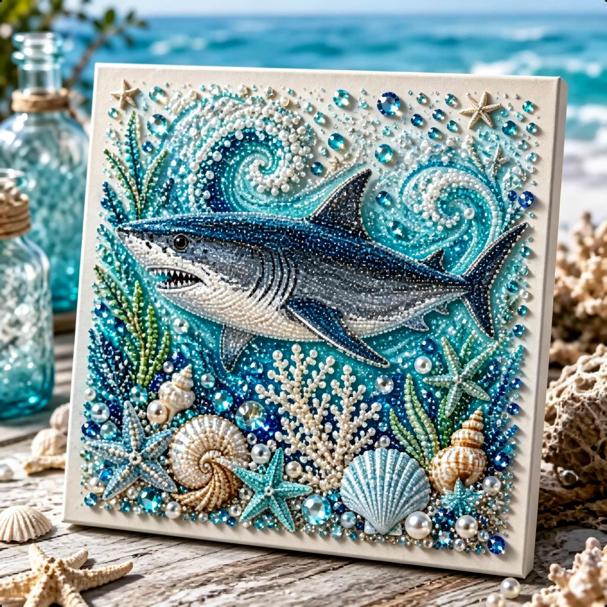  🌊✨ Ocean Theme Pearl Art DIY Kit – Relaxing DIY Craft to Create Stunning Coastal Artwork 