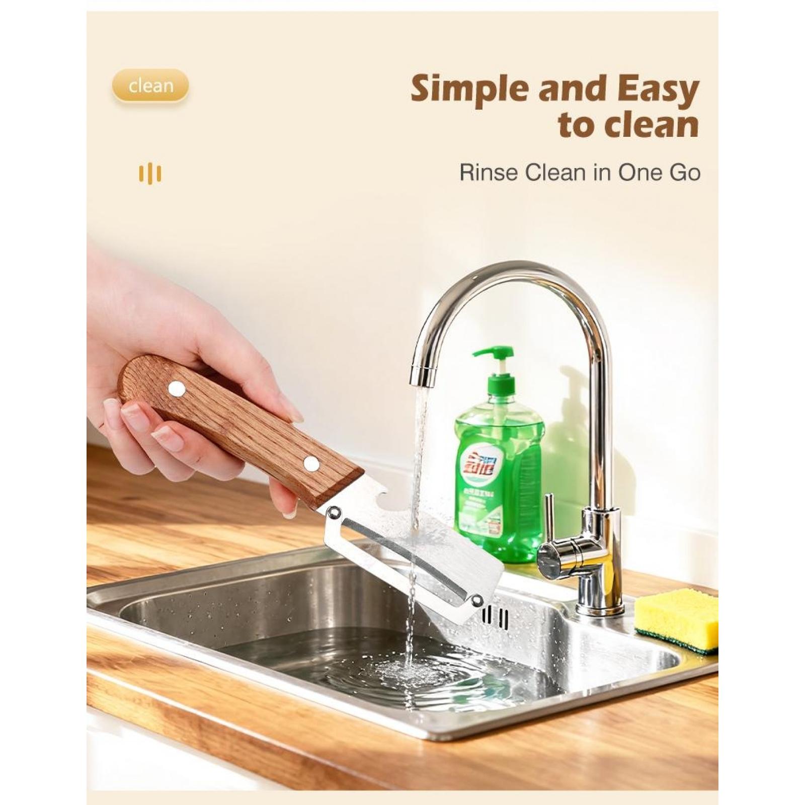 Premium-Grade Fruit & Vegetable Peeler|   Sharp Stainless Steel Blade, Ergonomic Wooden Handle + Built-in Bottle Opener – Ideal for Daily Kitchen Use