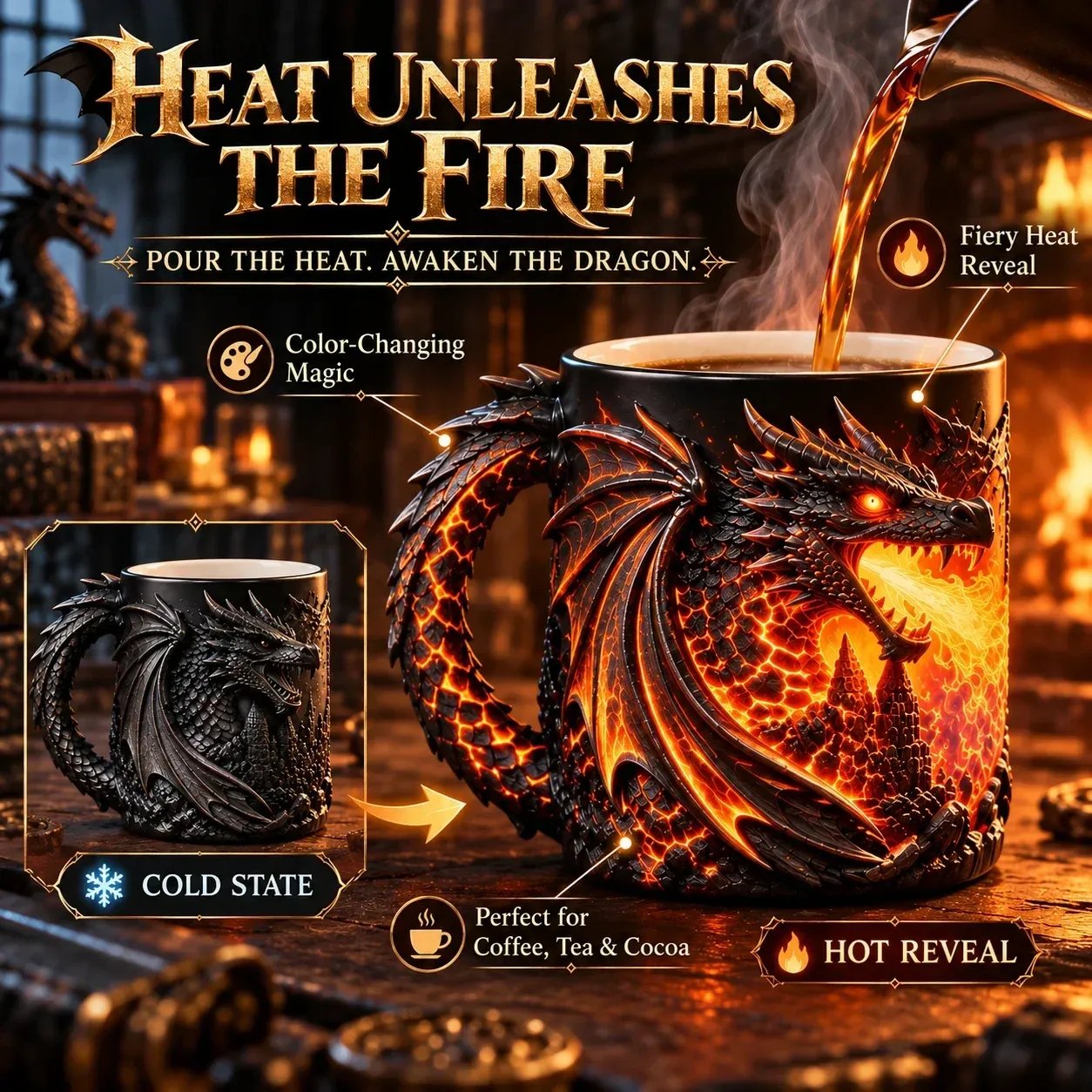 Heat unleashes the fire dragon mug