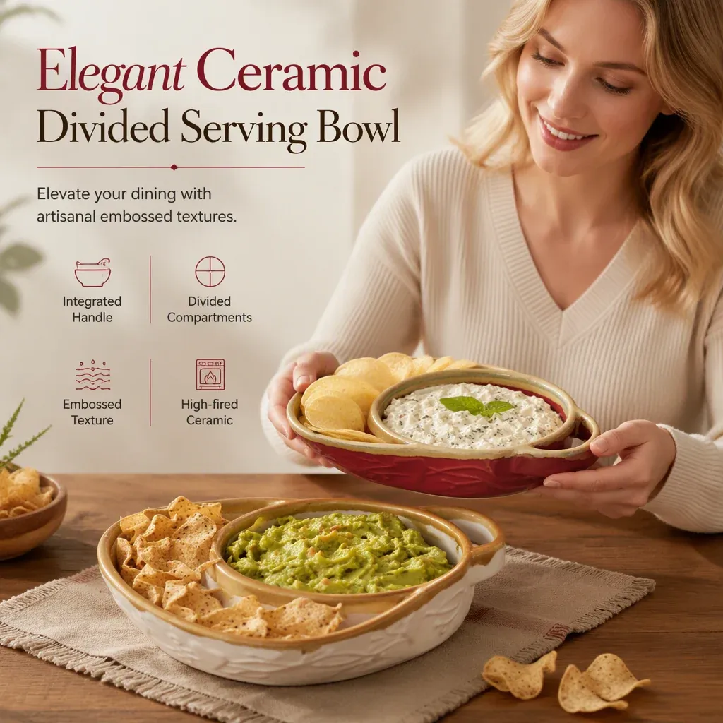 🖤🔥 Black Friday Hot Sale! 🍽️ Retro Ceramic Divided Baking Dish with Single Handle ✨