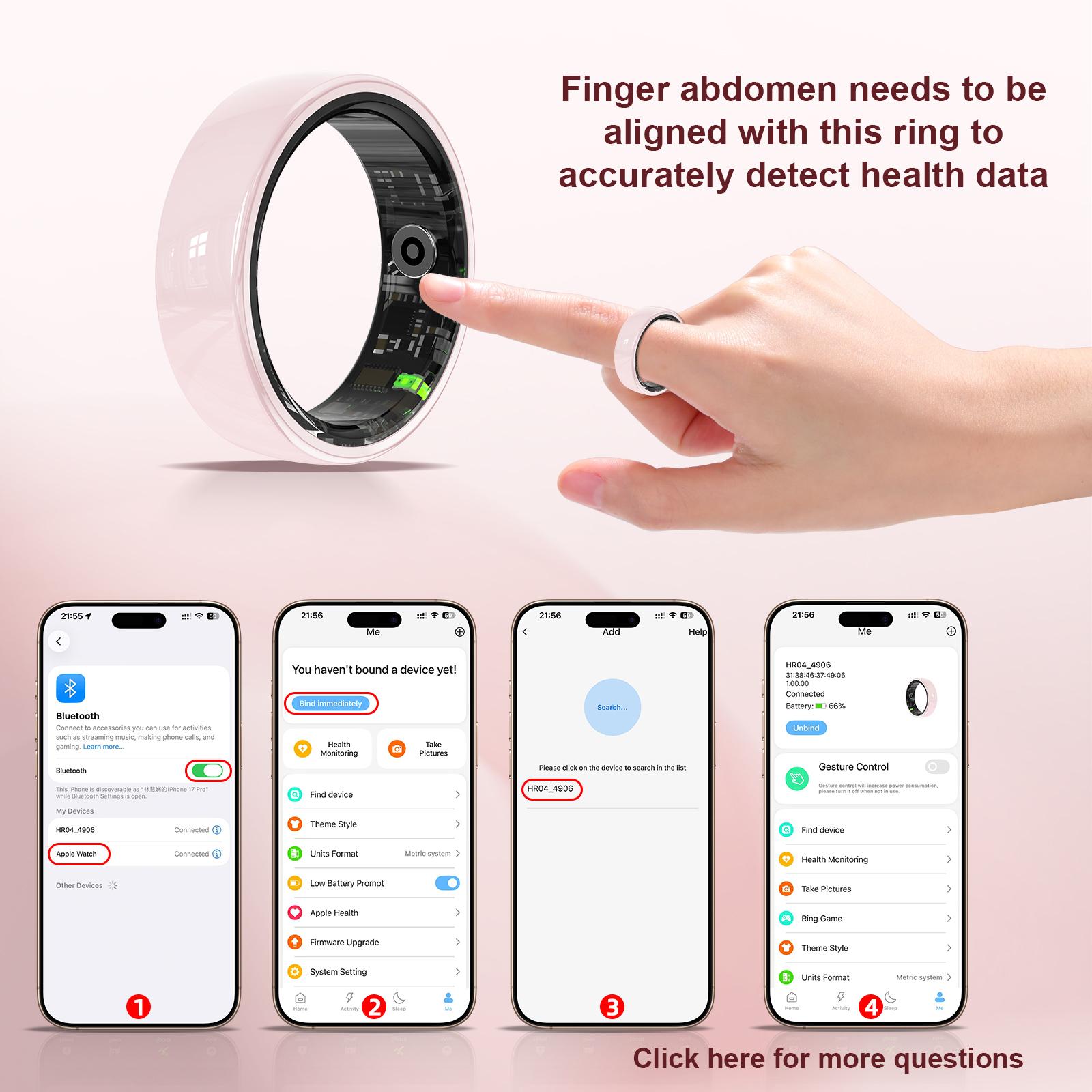 Hitienx Pink Ceramic Smart Ring for Women, Fitness & Sleep Tracker, Heart Rate & Stress Monitor, Cycle Tracking, IP68 Waterproof, 3&ndash;5 Day Battery, iOS & Android, Charging Case#Summervibes#SummerWins#DealsForYouDays