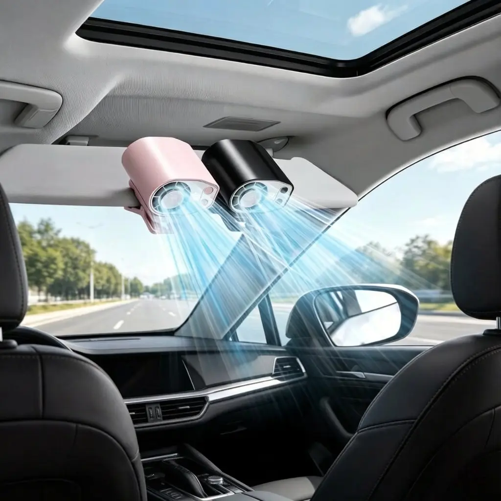  2026 Car Clip Fan with 360° Rotation & USB Rechargeable