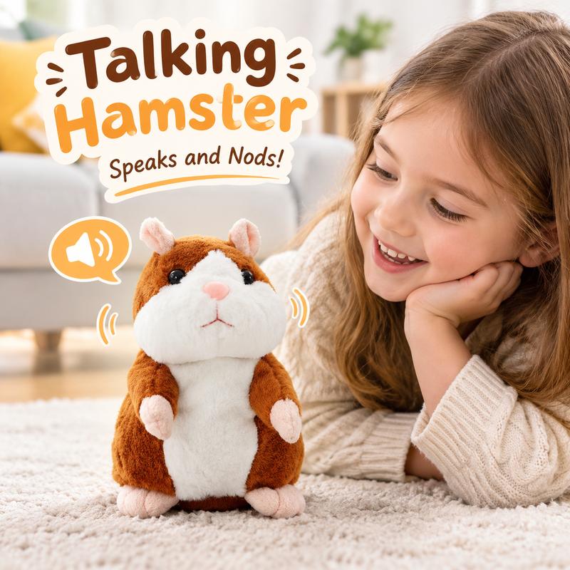 🐹 Last Day Special Price ＄19.99! Free Shipping！✨Talking Hamster Plush – repeats whatever you say, auto head-shaking, hilarious fun for kids & adults.🎁