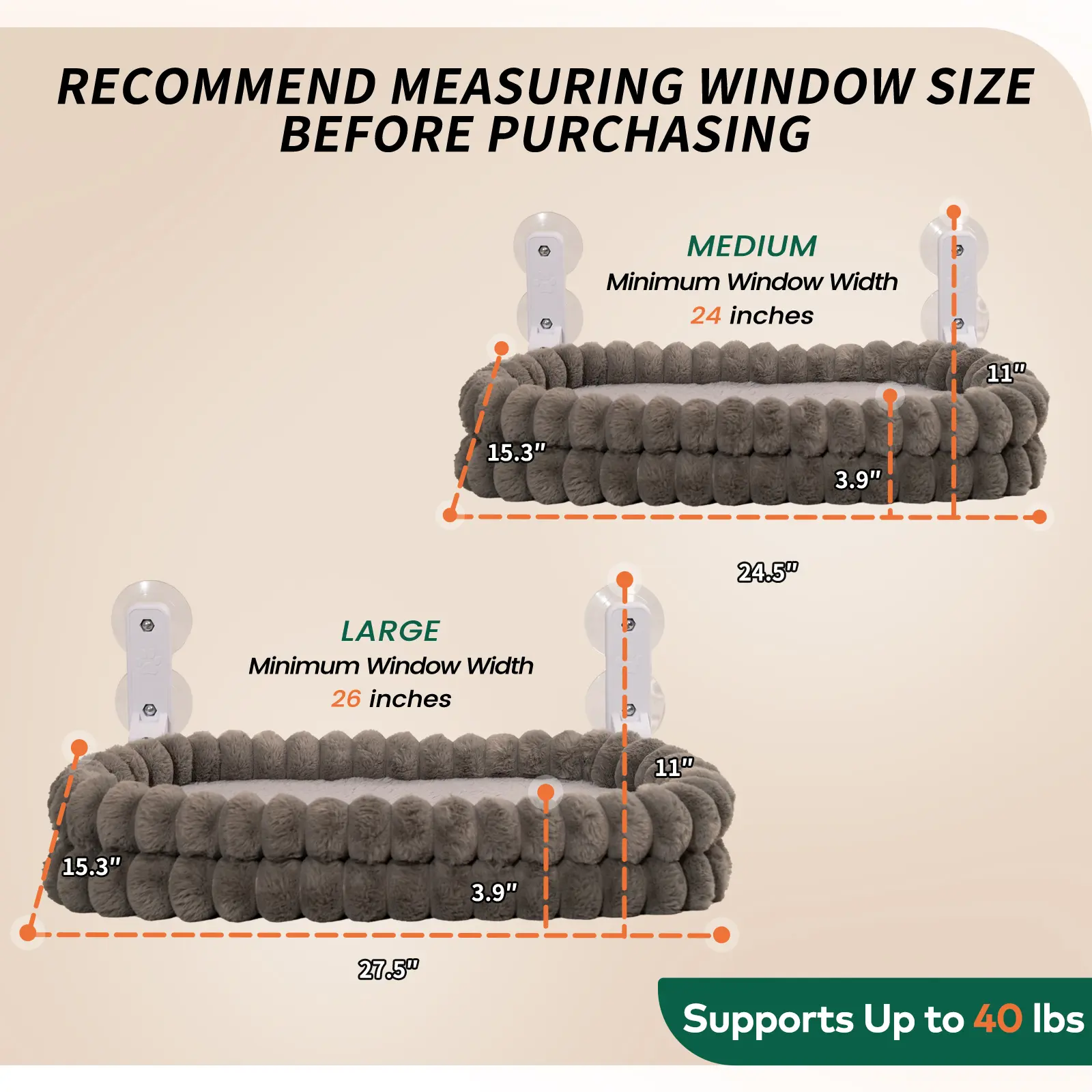 Folding Cat Hammock for Window - Cordless & Washable