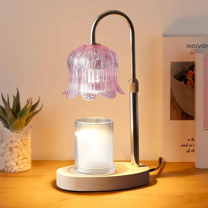 Modern Metal Candle Warmer Lamp with Timer & Brightness Control Adjustable Flameless Safety Cylindrical Decorative for Home Decor & Relaxation Amber-Scented Jar Candle Warmer Lamp